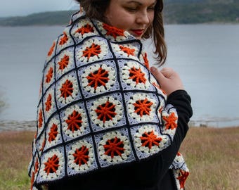 Easy Ferris Wheel Granny Square Shawl Pattern PDF