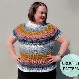 Crochet Sweater Pattern, Crochet Top Down shirt Pattern, Crochet Womens Top Pattern, Colorwork Crochet Pattern, Crochet Top Pattern