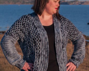 Airy Denim Crochet Cardigan Pattern: Easy Raglan Design (XS-5XL)