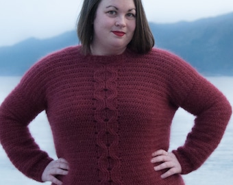 Cable Crochet Sweater Pattern: Women's Clothing (PDF Pattern)