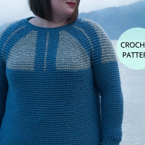 Crochet Sweater Pattern, Crochet Top Down Sweater Pattern, Crochet Womens Sweater Pattern, Colorwork Crochet Pattern, Crochet Top Pattern