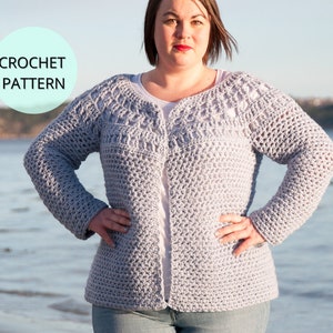 Crochet Cardigan Pattern Crochet Lace Cardigan Easy Cardigan Crochet Garment Pattern Crochet Fall Cardigan Crochet PDF Pattern image 1