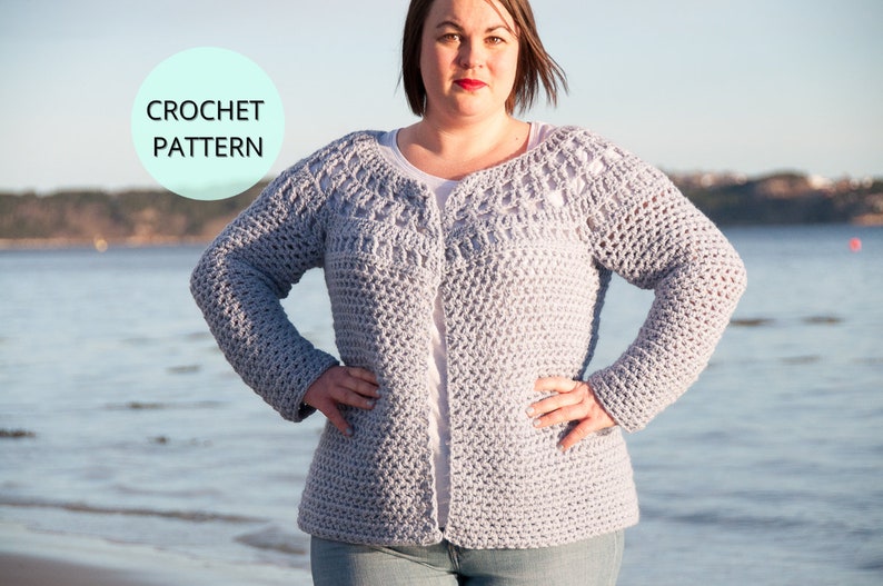 Crochet Cardigan Pattern Crochet Lace Cardigan Easy Cardigan Crochet Garment Pattern Crochet Fall Cardigan Crochet PDF Pattern image 1