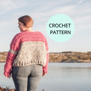 Crochet Sweater Pattern- Chunky Crochet Sweater Pattern- Beginner Crochet- Crochet Clothing- Women sweater- pdf crochet pattern-cozy sweater