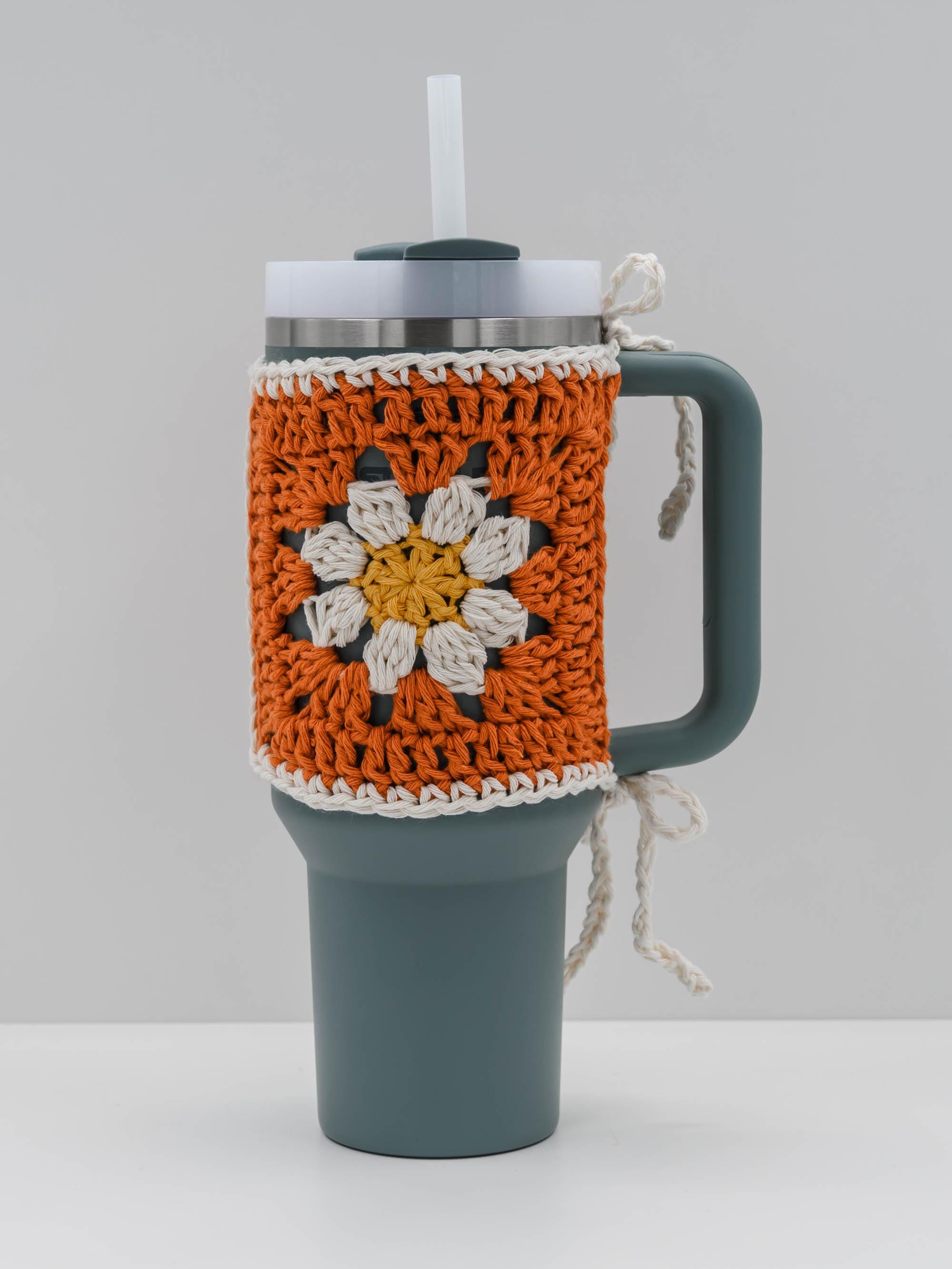 38 Daisy Crochet Patterns for Gifts, Home Decor, and Easy Floral Makes 20 Daisy Stanley Tumbler Cozy Crochet Pattern Easy Aran Yarn
