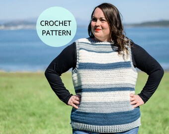 Striped Sweater Vest Crochet Pattern, Crochet Vest Pattern, Crochet Top Pattern, Crochet Sleeveless Vest, Crochet Garment, Vest, Cozy Top