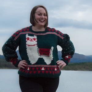 Crochet Alpaca Sweater Pattern- Crochet Sweater Pattern- Woman&#39;s Crochet Ugly Christmas Sweater - Crochet Sweater- Women&#39;s Crochet Sweater