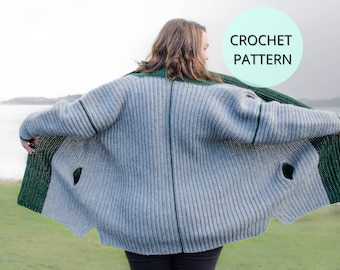 Crochet Cardigan Pattern, Crochet Cardigan with Pockets, Women's Cardigan, Crochet Pattern, Cardigan, Oversized Cardigan,Crochet Top Pattern