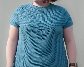 Crochet Top Down Tee Pattern: Womens Colorwork Sweater (PDF Pattern)