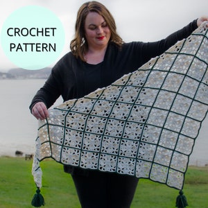 Crochet Shawl Pattern, Crochet Scarf Pattern, Crochet Shawl, Crochet Scarf, Crochet PDF Pattern, Crochet Wrap Pattern, Granny Square Shawl