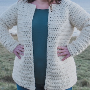 Raglan Cardigan Crochet Pattern - Super Bulky Yarn - Easy - PDF Pattern Only