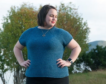 Crochet Raglan Top Pattern: Women's Sweater, XS-5XL (PDF Pattern