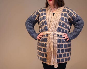 Coat With Belt Crochet Pattern PDF - Intermediate Level