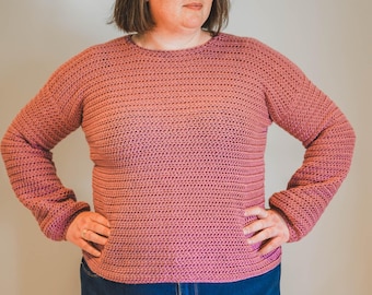 Easy Crochet Balloon Sleeve Sweater Pattern - XS to 5XL (Digital Download)