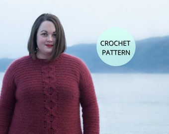 Crochet Sweater Pattern- Cable Crochet Sweater Pattern- Cable Crochet- Crochet Clothing- Women sweater- pdf crochet pattern-cozy sweater