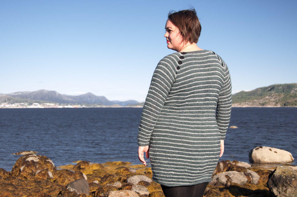 39 Crochet Sweater Patterns to Stitch Cozy Pullovers, Cardigans, and Statement Layers 25 Bruma Crochet Sweater and Dress Pattern: Easy Raglan
