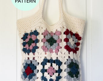 Crochet Bag Pattern- Crochet Granny Square Bag Pattern- Crochet Purse- Bag Pattern- Crochet Tote Bag- Crochet Tote- Crochet Shoulder Bag