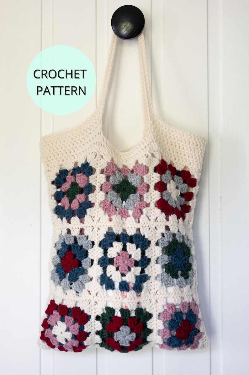 Crochet Bag Pattern Crochet Granny Square Bag Pattern Crochet Purse Bag Pattern Crochet Tote Bag Crochet Tote Crochet Shoulder Bag image 1