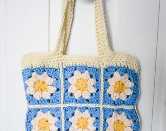 Easy Daisy Granny Square Crochet Bag Pattern PDF