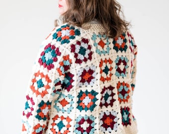 Easy Granny Square Pullover Sweater Pattern PDF