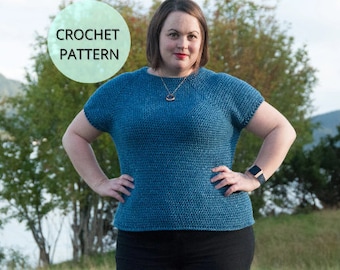 Woman's Crochet T-shirt Pattern - Crochet Garment Pattern- Crochet Sweater Pattern, Women's Crochet Top, Crochet Pattern, Summer Crochet