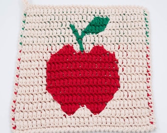 Apple Mosaic Dishcloth Crochet Pattern PDF