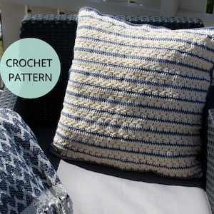 Striped Crochet Pillow Pattern- Crochet Pattern- Pillow Pattern- Crochet Home Decor- Crochet Throw Pillow- Couch Pillow- Textured Pillow