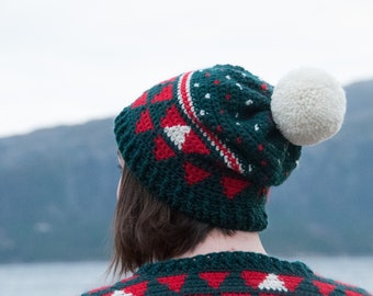 Crochet Beanie Pattern- Crochet Holiday Pattern- Crochet Christmas Hat- Hat Pattern- Crochet Hat Patterns- Winter Hat Pattern- Winter Hat