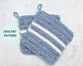 Classic Striped Potholder Crochet Pattern- Crochet Kitchen Pattern- Crochet Potholder- Easy Crochet Potholder Pattern- Quick Crochet Pattern