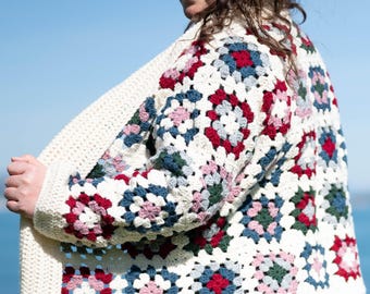 Crochet Granny Square Cardigan Pattern: Size Inclusive (PDF Pattern)