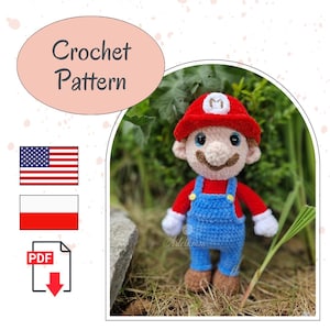 Plumber Inspired by Super Mario/Amigurumi Pattern/English and Polish Language Pattern