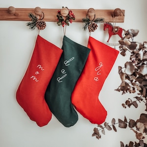 Calcetín navideño personalizado con nombre bordado, Calcetín Navidad con nombre, Decoración Adorno Navidad, Media Navidad,Calcetín papa Noel