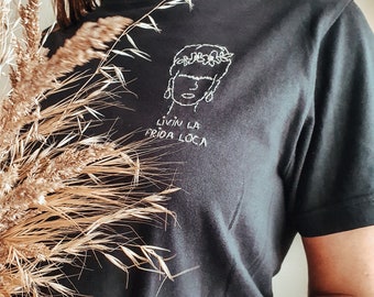 Frida Kahlo Tshirt/ Frida Kahlo embroidery/Frida illustration/Frida Art Deco/Frida line art/Frida Kahlo portrait/Frida quote/Frida clothing