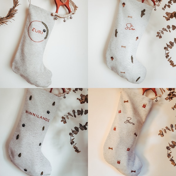 Personalized Christmas pet Santa stocking/Custom name pet Christmas stocking /Christmas pet embroidered stocking