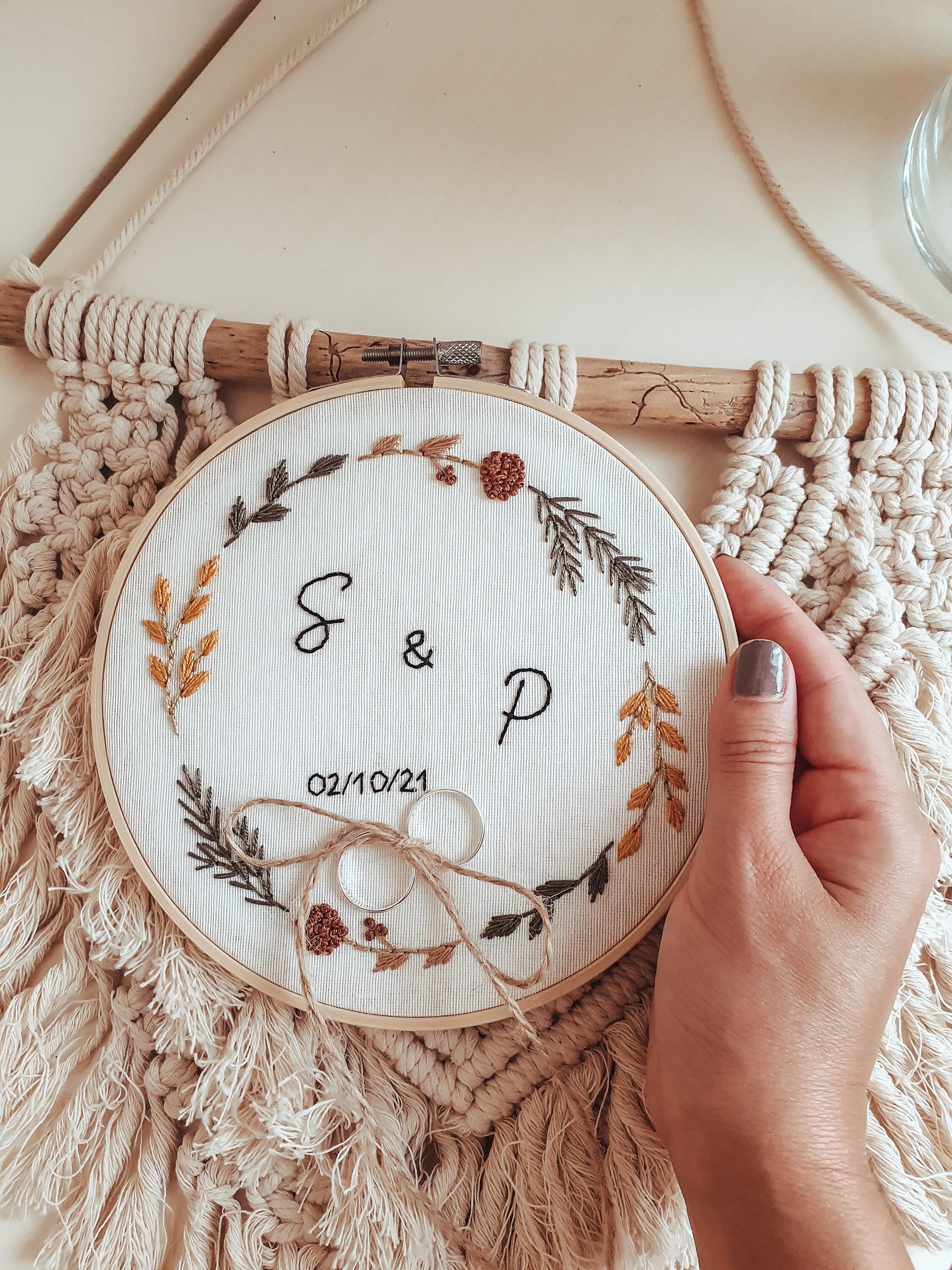 Embroidered ring bearer pillow sale