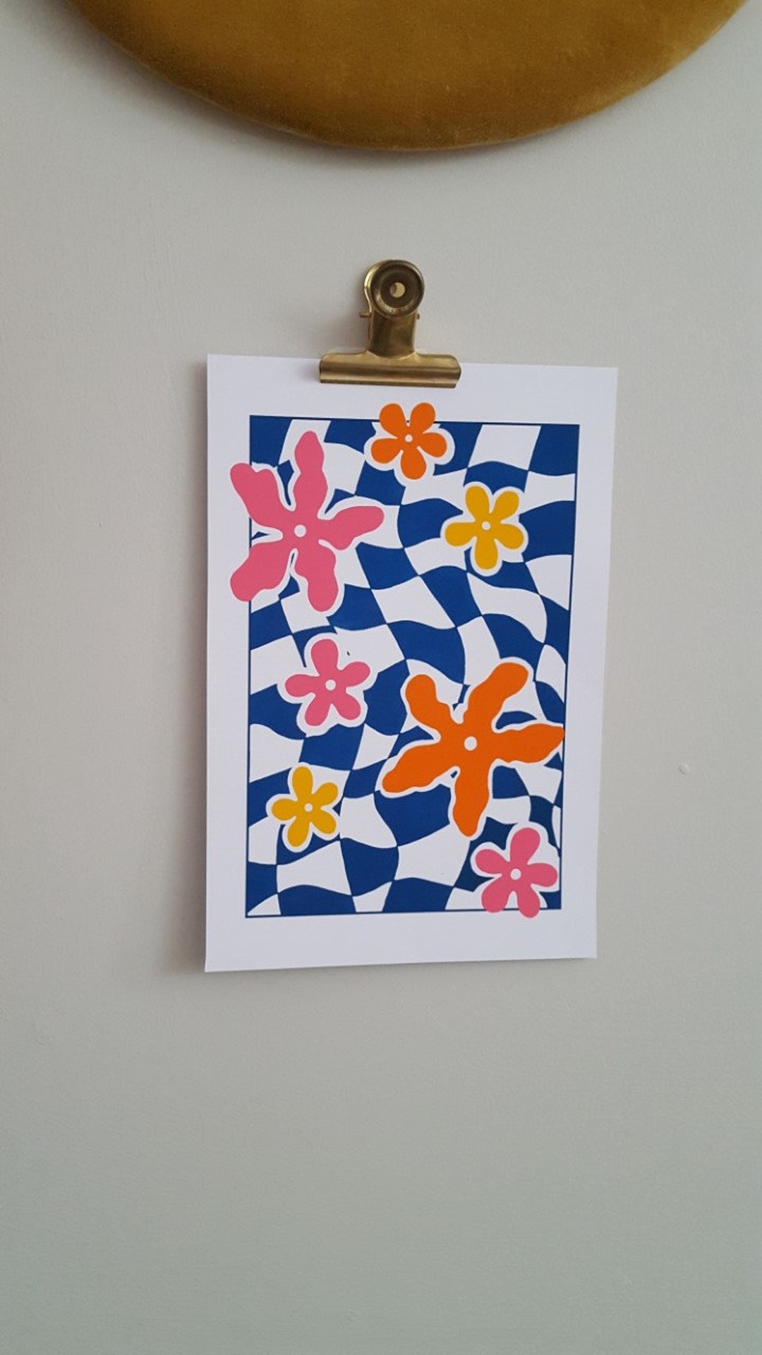 A3 & A4 Warped Checker Board Flower Print Etsy