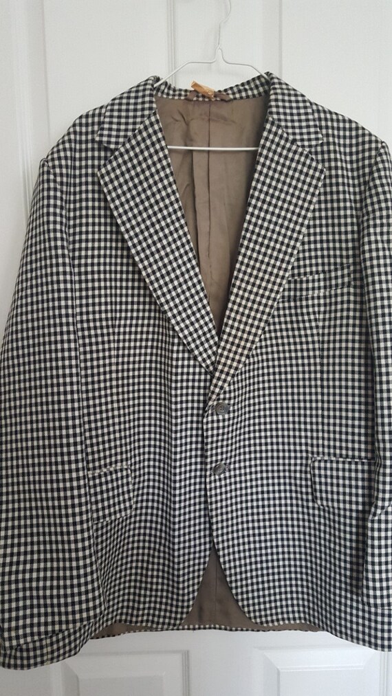 Vintage 1970's Black & White Gingham Blazer - image 2