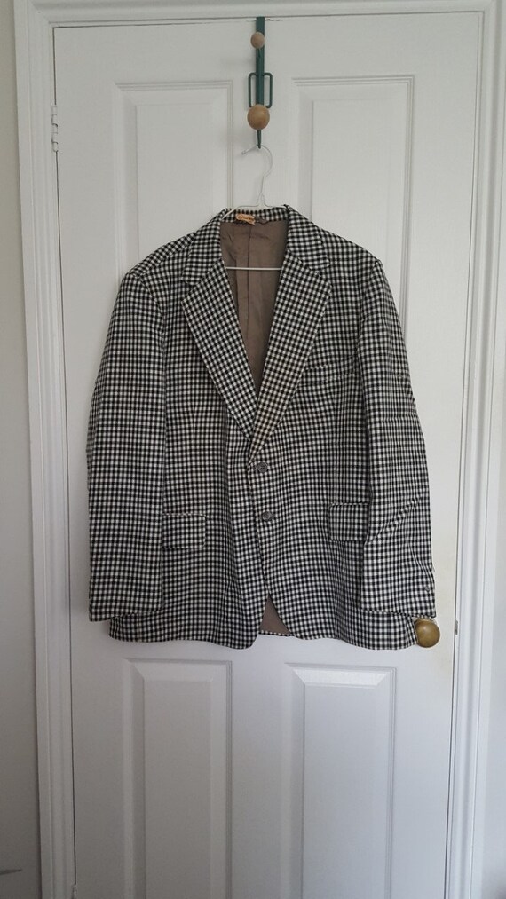 Vintage 1970's Black & White Gingham Blazer - image 1