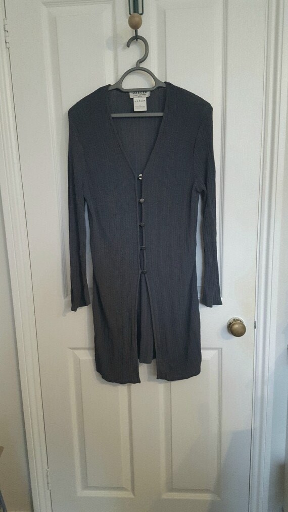 Vintage 1990's Jaeger Ribbed Knit Long Cardigan