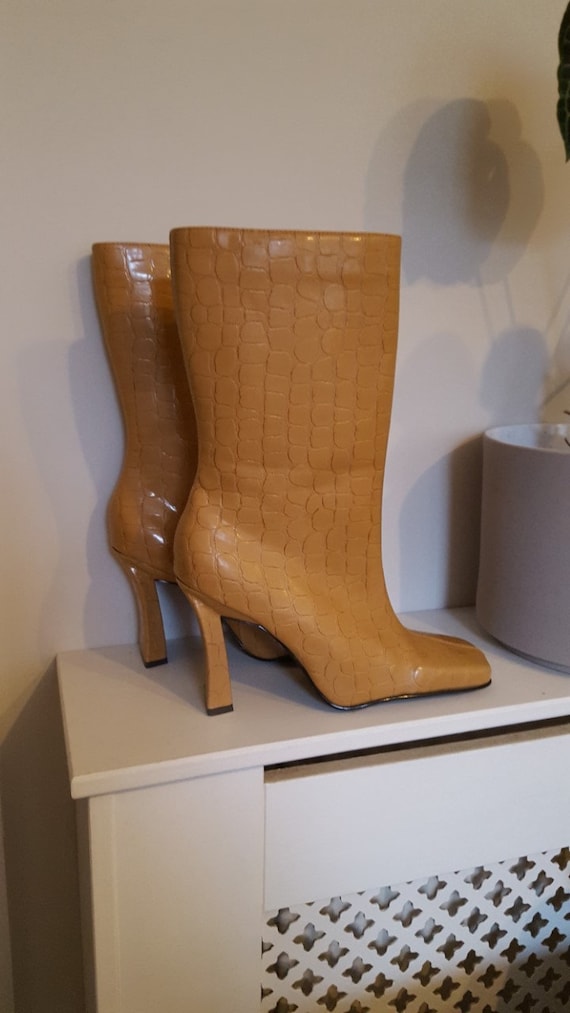 Vintage 1990's Faux Leather Crocodile Square Toe B