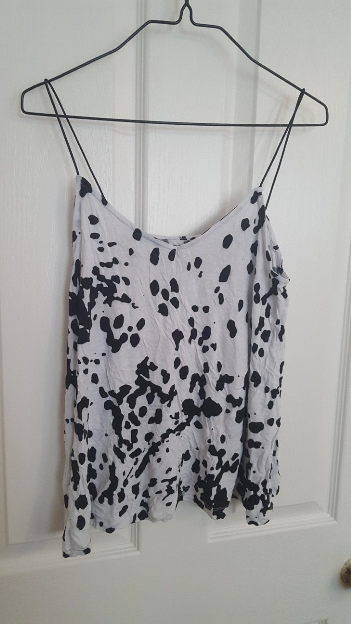 Black & White Animal Cow Print Cami Vest Strappy Cropped Top Etsy