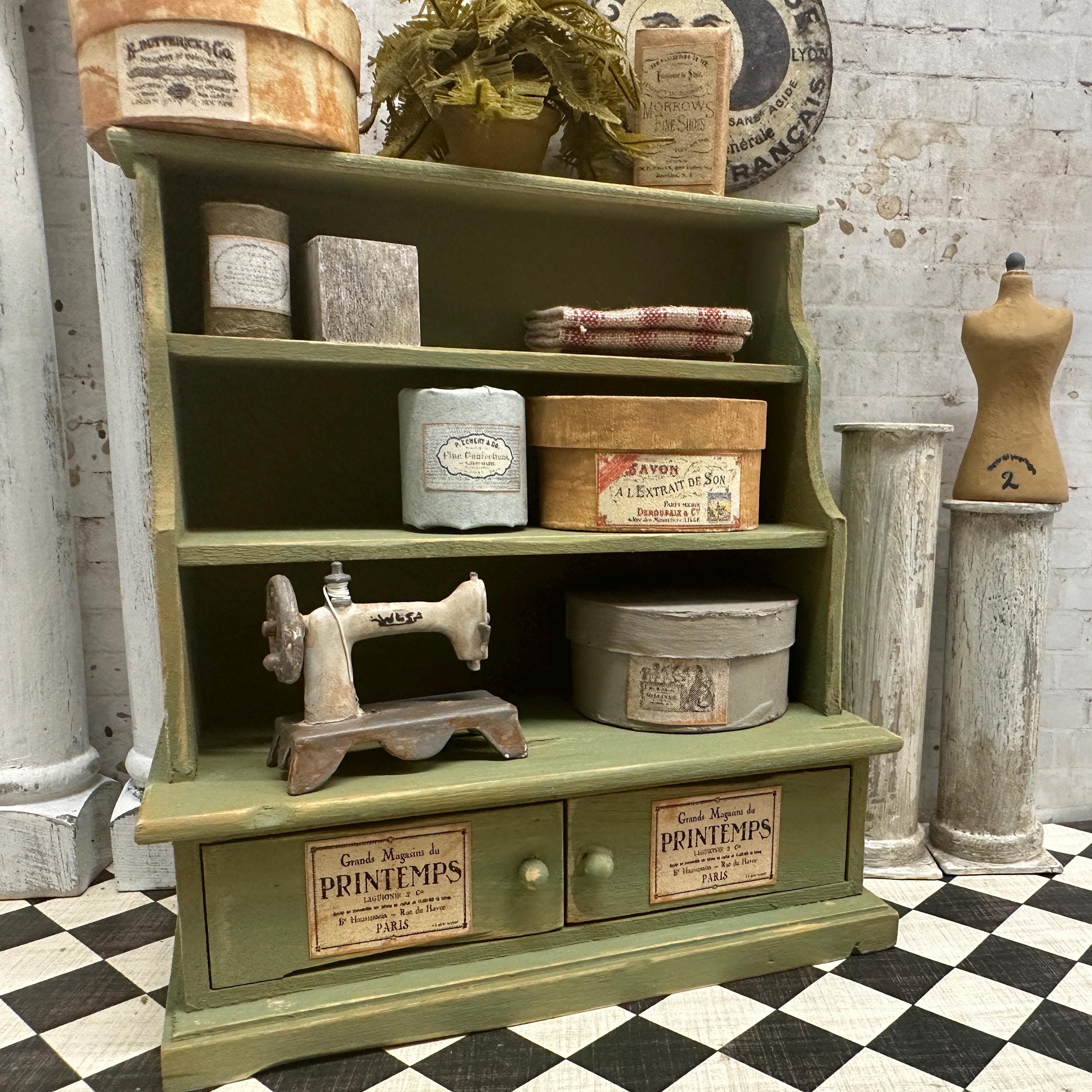 Dollhouse Miniature French Cabinet, Dollhouse Paris Bookshelf, Miniature Hutch, 12 Scale Furniture