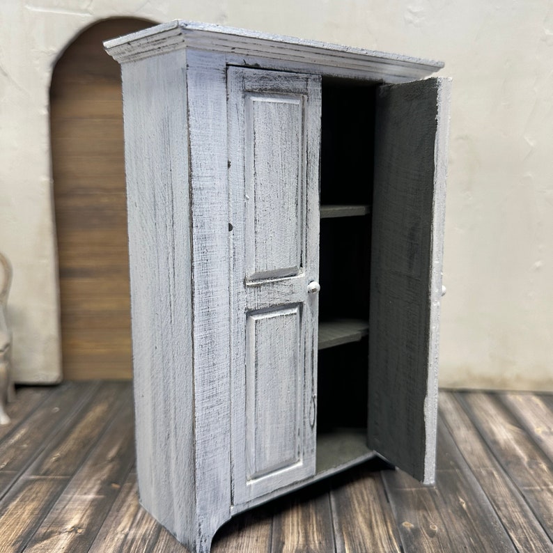 Dollhouse Miniature Country Cupboard, Miniature Wardrobe, Dollhouse Armoire image 4