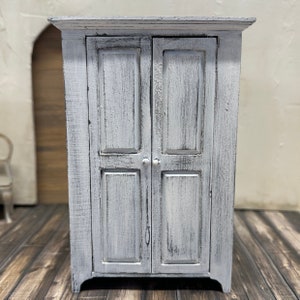 Dollhouse Miniature Country Cupboard, Miniature Wardrobe, Dollhouse Armoire image 8