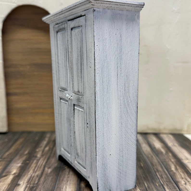 Dollhouse Miniature Country Cupboard, Miniature Wardrobe, Dollhouse Armoire image 5