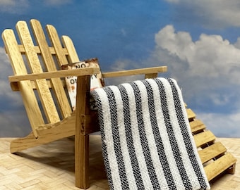 Miniature Dollhouse Adirondack Chair and Foot Stool, Miniature Beach Chair, Mini Porch Furniture