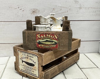 One Dollhouse Miniature Wood Crate, Dollhouse Box, Mini Salmon Crate