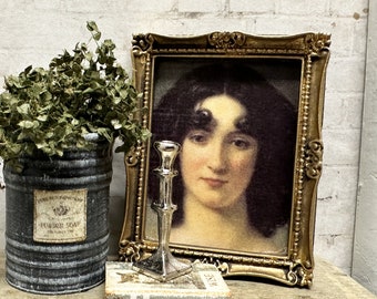 Dollhouse Miniature Framed Antique Style Portrait, Miniature Wall Art