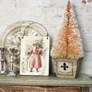Dollhouse Miniature Vintage Christmas Wall Hanging, Miniature Santa Print image 1