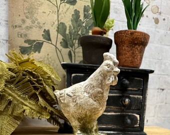 Dollhouse Miniature Concrete Chicken Garden Statue, Miniature Greenhouse Decoration